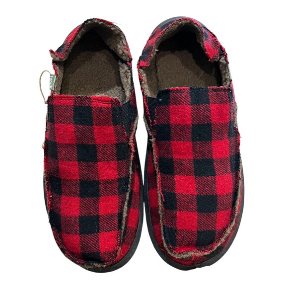 Sanuk Men\'s Donny Red Plaid Buffalo Sherpa Lined Chill Slip-On Loafer  12  NWOT main image 11
